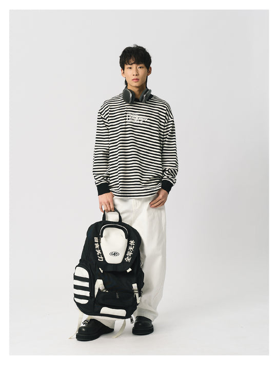 S45 Striped Embroidery Long-Sleeve Tee | Face 3 Face