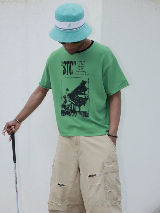 STEEPC Printed Boxy Knit Tee | Face 3 Face