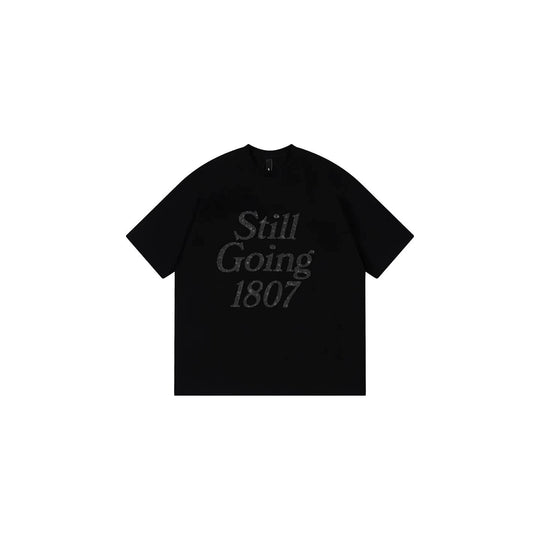 1807 Still Going Glitter Print Short Sleeve Tee | Face 3 Face