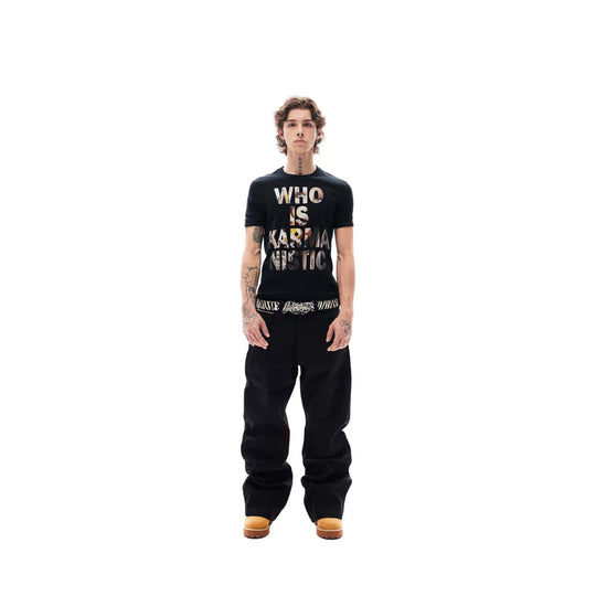 KARMANISTIC Portrait Letter Print Slim Fit Short Sleeve Tee | Face 3 Face