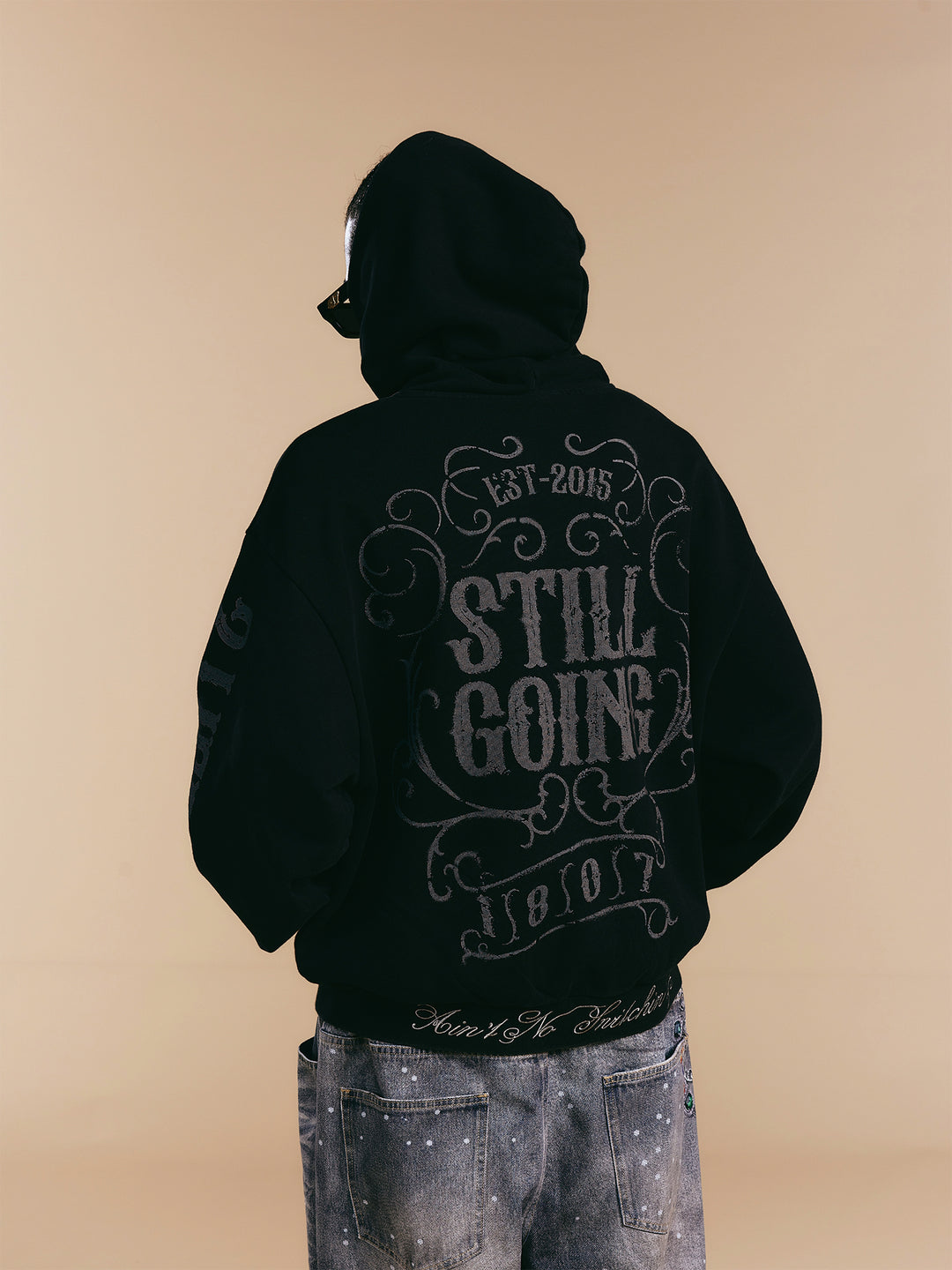 1807 Swarovski Crystal Diamond Washed Zip Up Hoodie | Face 3 Face