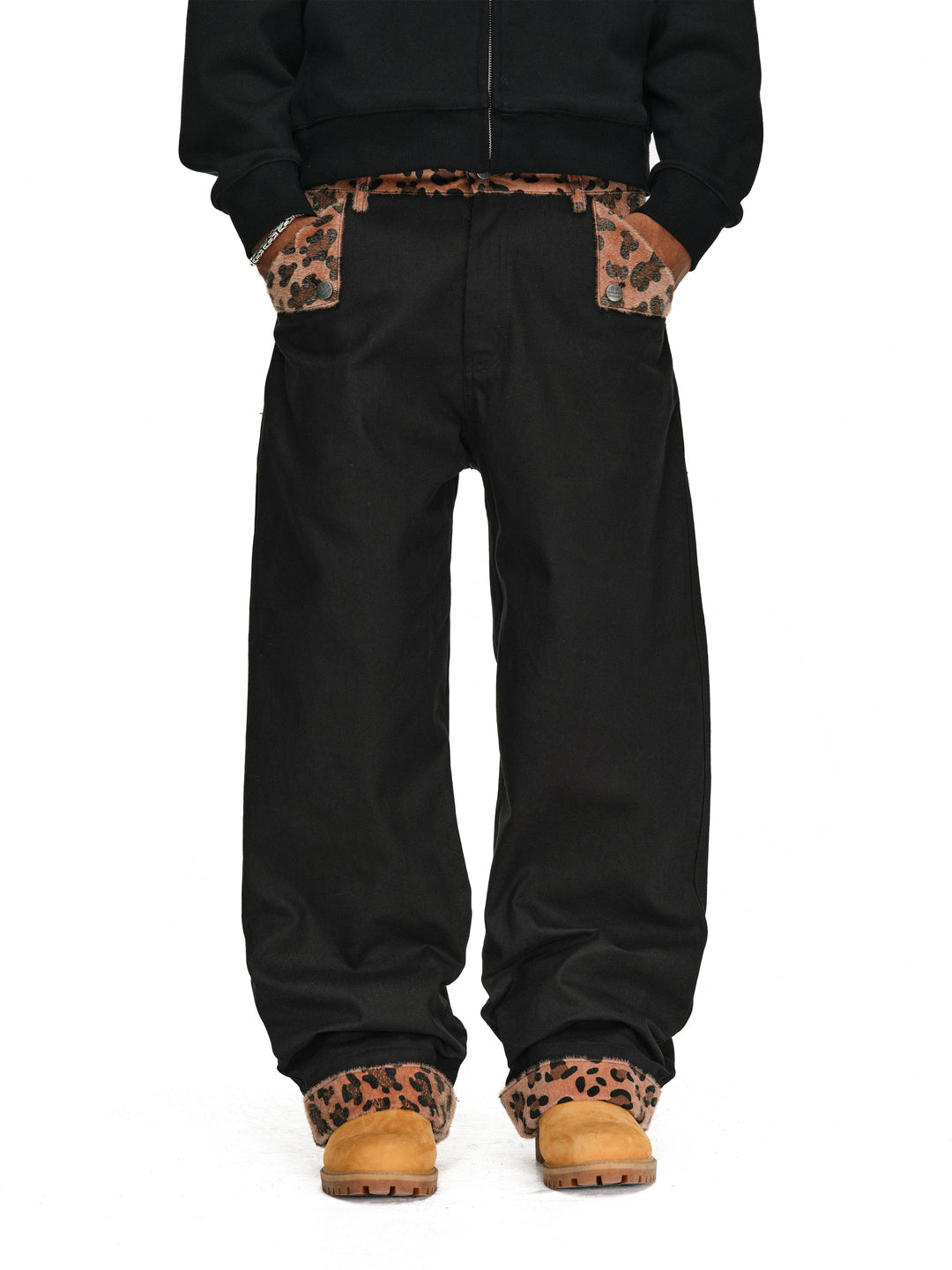 ANTIDOTE Wooly Leopard Cow Patchwork Work Pants | Face 3 Face