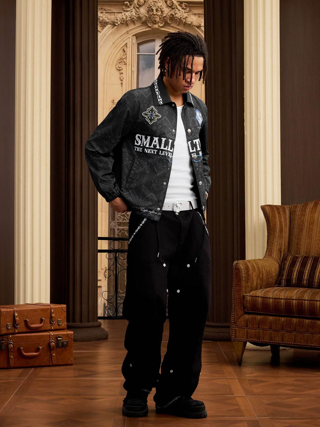 Small Town Kid All Over Ethnic Pattern Coach Jacket | Face 3 Face