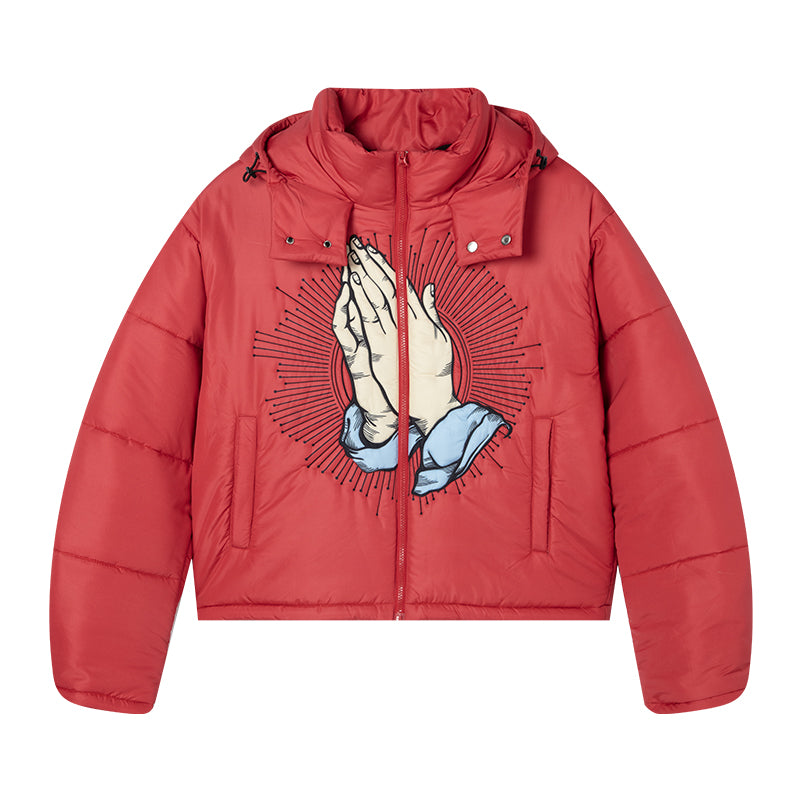 AFGK Prayer Logo Embroidery Gesture Printed Jacket