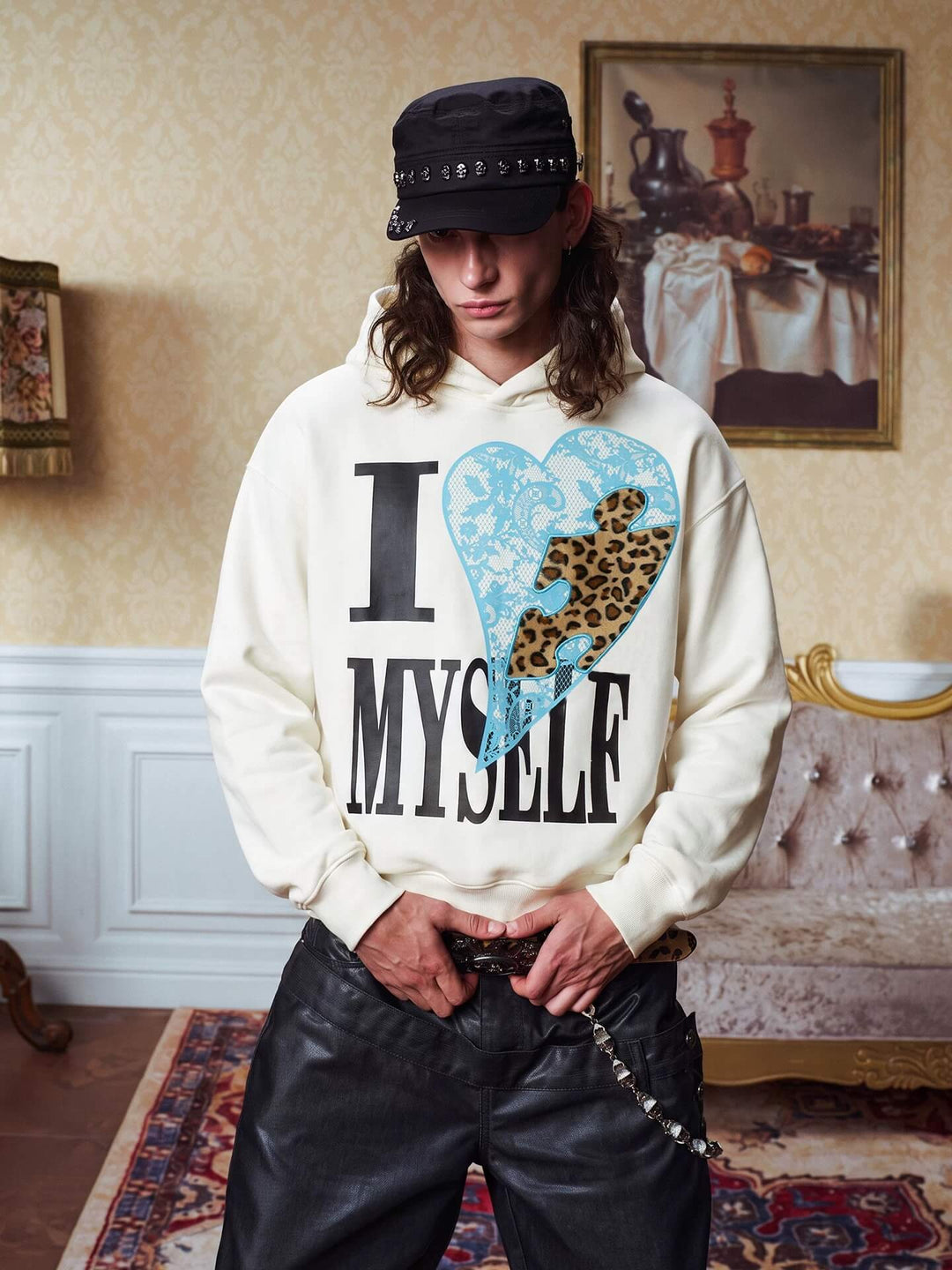 YADcrew Lace Leopard Heart Hoodie | Face 3 Face