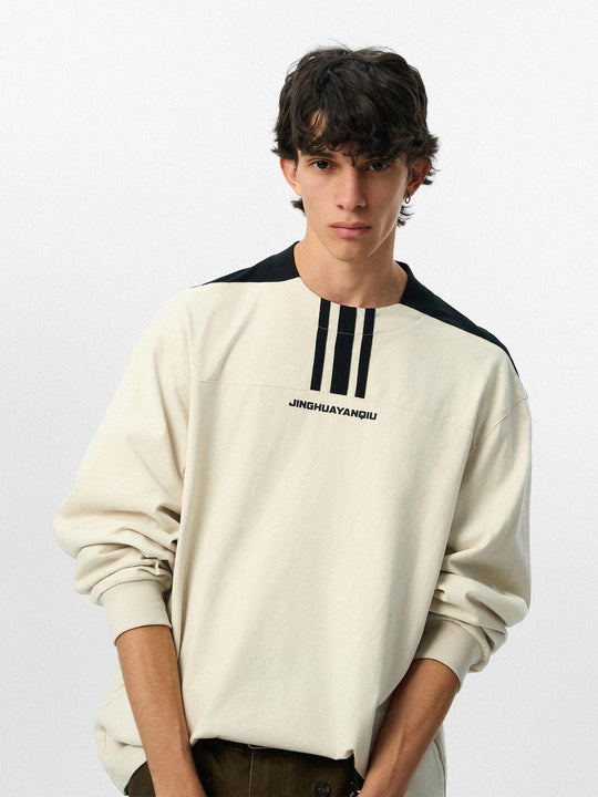 JHYQ Chest Stripe Shoulder Stitching Long Sleeve Tee | Face 3 Face