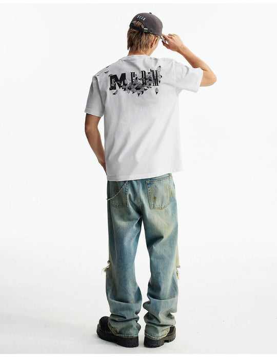 MEDM Washed Distressed Lily Logo Short Sleeve Tee | Face 3 Face