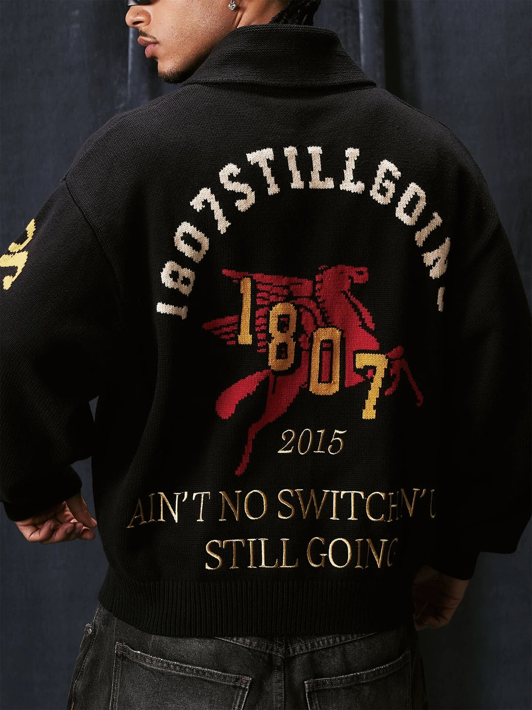 1807 Pegasus Jacquard Knit Zip Up Cowichan | Face 3 Face