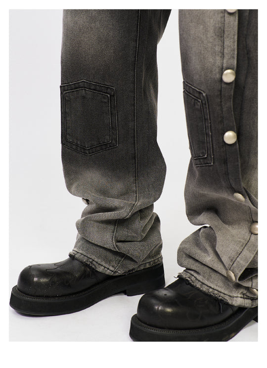 S45 Gradient Washed Metal Button Jeans | Face 3 Face