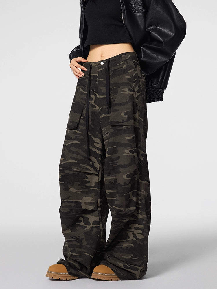 Streetwear baggy pants | Achock Camouflage Drawstring Baggy Work Pants | Face 3 Face