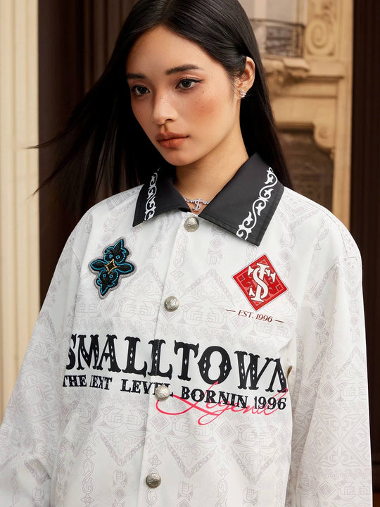 Small Town Kid All Over Ethnic Pattern Coach Jacket | Face 3 Face