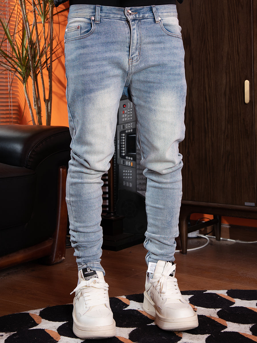 TGFCLUB Leather Patch Washed Slim Fit Jeans | Face 3 Face