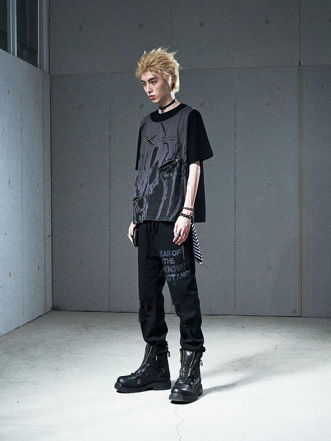 VENTUREK Double Layer Multi Zipper Destroyed Tee | Face 3 Face