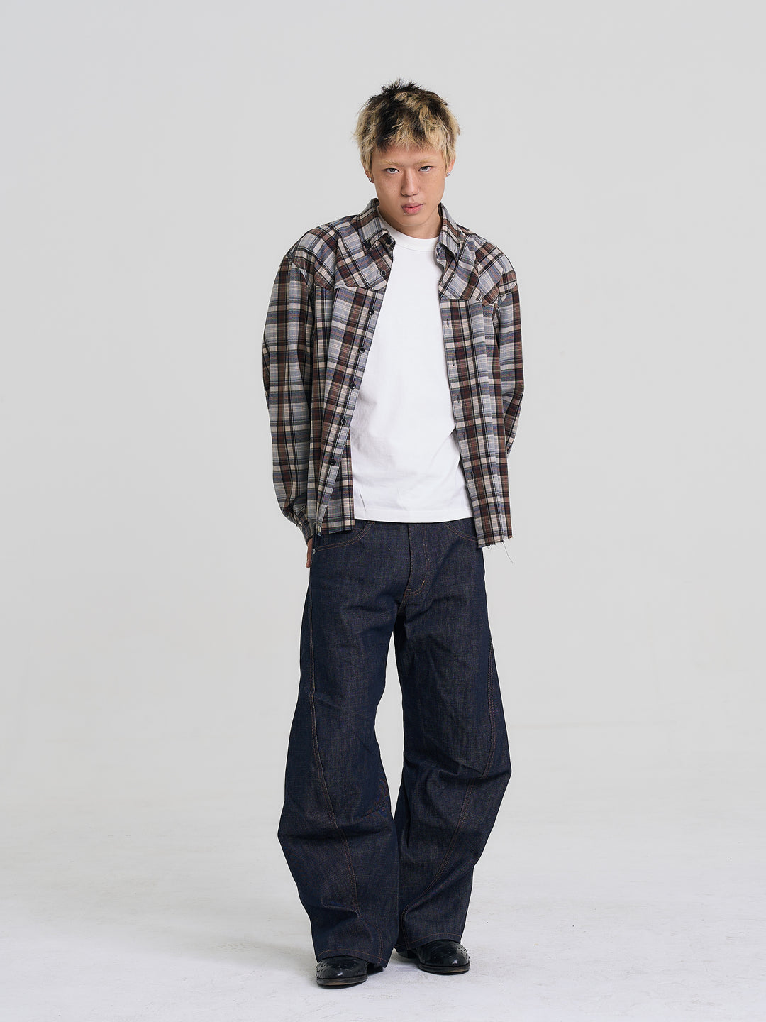 EVILKNIGHT(EK) Plaid Long Sleeve Western Shirt | Face 3 Face