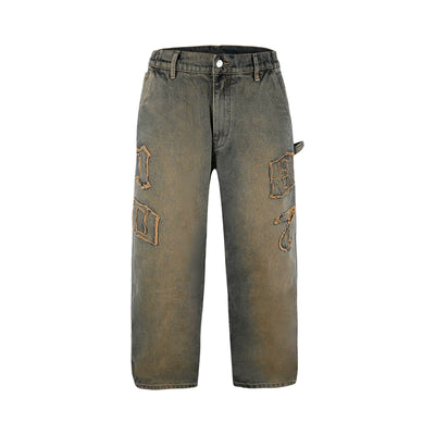 1807 Patch Embroidery Washed Jeans | Face 3 Face