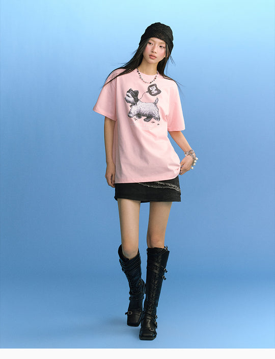 MEDM Cat Ear Hat Puppy Balloon Print Tee | Face 3 Face