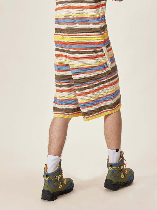 EVILKNIGHT(EK) Multicolor Striped Knit Shorts | Face 3 Face
