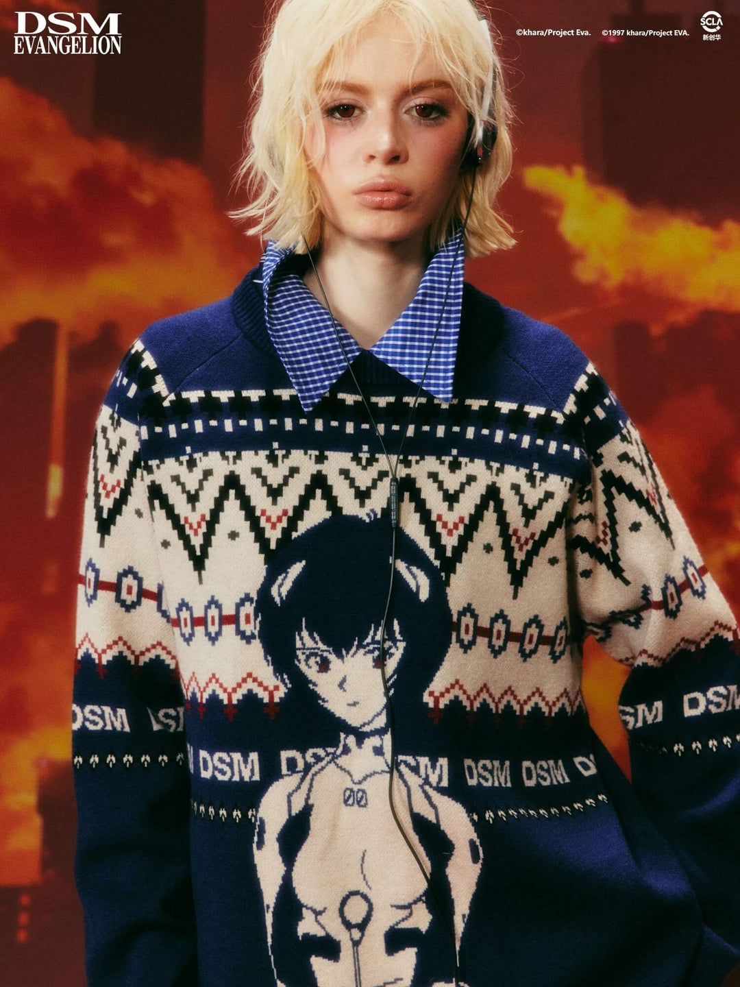 DSM x EVA Character Jacquard Knit Sweater | Face 3 Face