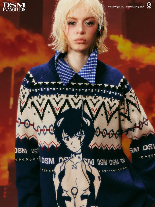 DSM x EVA Character Jacquard Knit Sweater | Face 3 Face