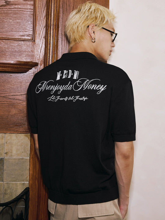 MEDM Handwriting Embroidery Knit Polo | Face 3 Face