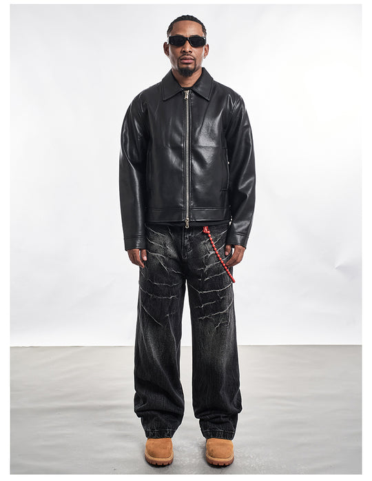F3F Select PU Leather Motorcycle Jacket | Face 3 Face