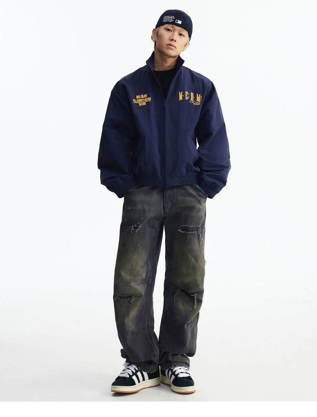 MEDM Logo Embroidered Double Zip Track Jacket | Face 3 Face