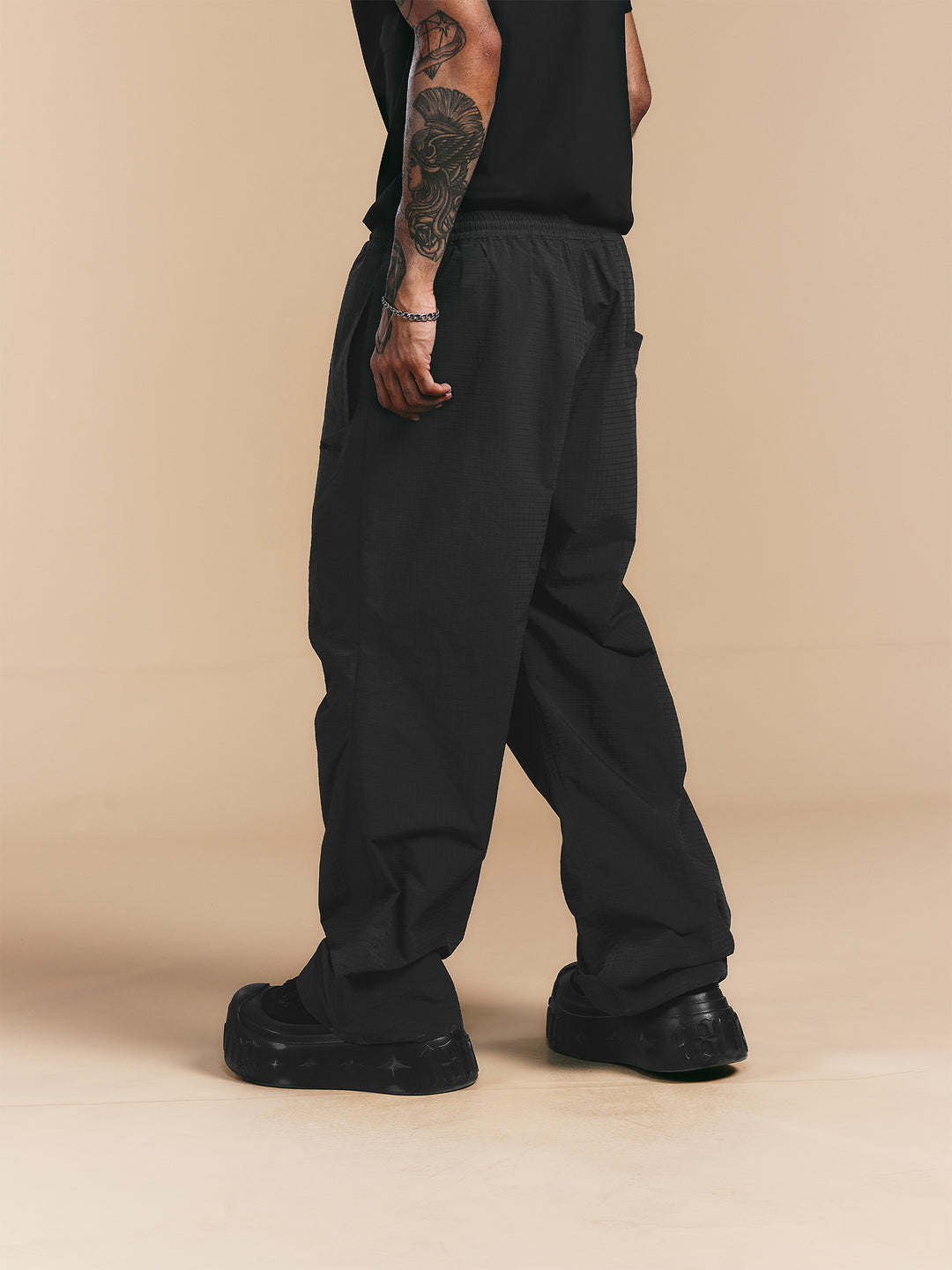 1807 Textured Plaid Fabric Track Pants | Face 3 Face