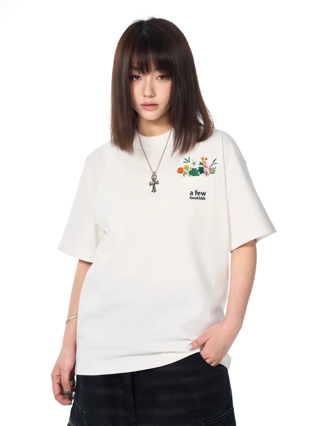 AFGK Pocket Floral Embroidered Tee | Face 3 Face