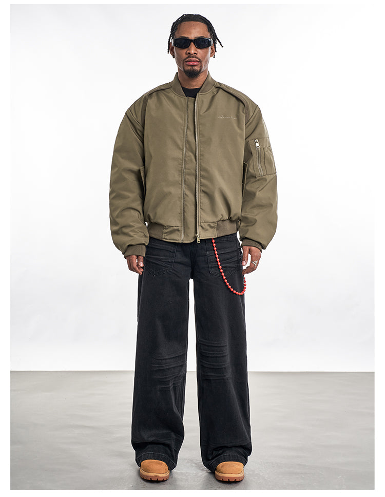 F3F Select Rib Knit Design MA-1 Bomber Flight Jacket | Face 3 Face