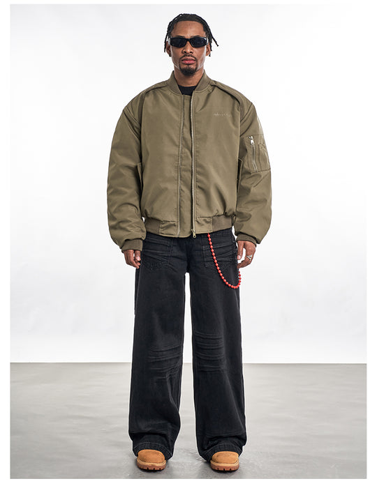 F3F Select Rib Knit Design MA-1 Bomber Flight Jacket | Face 3 Face
