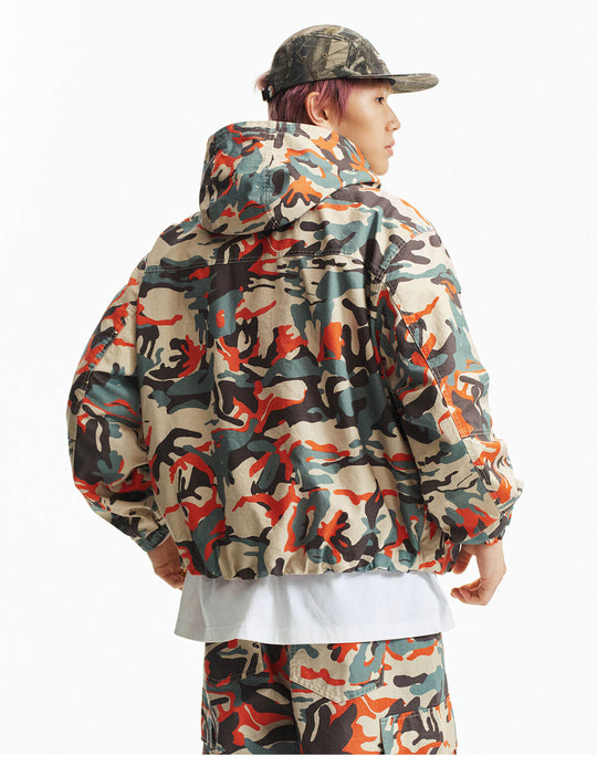MEDM Custom Color Blocked Camo Hooded Jacket | Face 3 Face