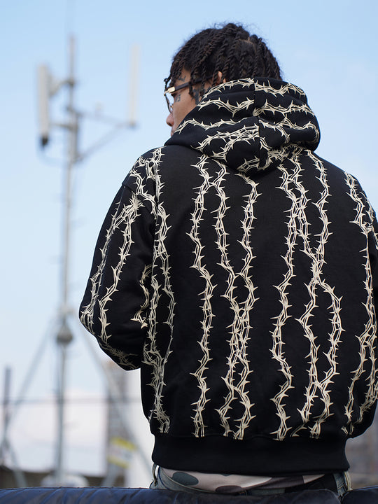 TGFCLUB Thorns Full Print Logo Embroidered Hoodie | Face 3 Face