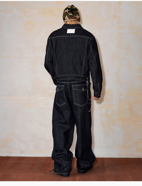 MEDM Embroidered Raw Denim Jacket | Face 3 Face