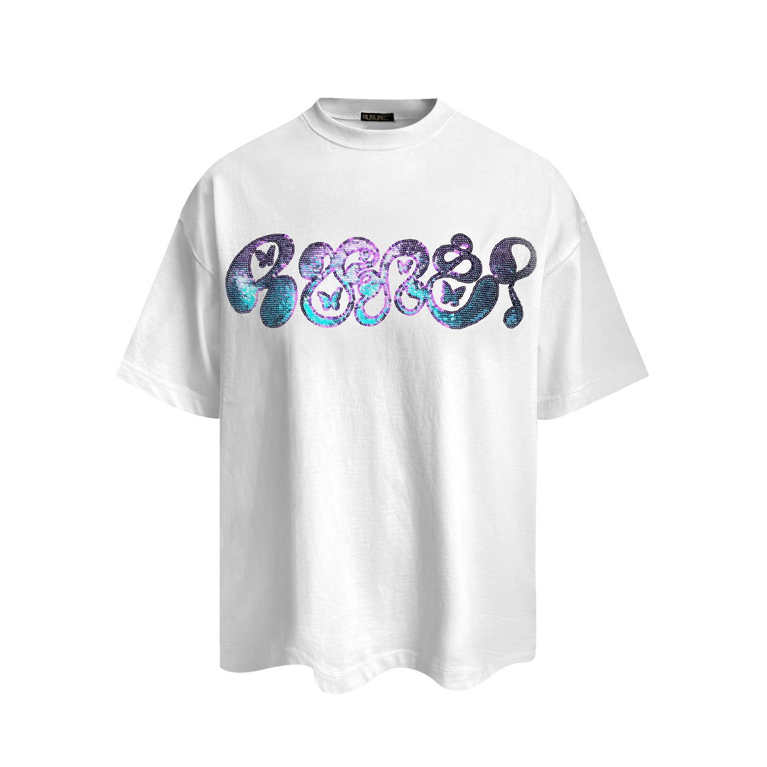 RUSURE Sequins Gradient Logo Tee | Face 3 Face
