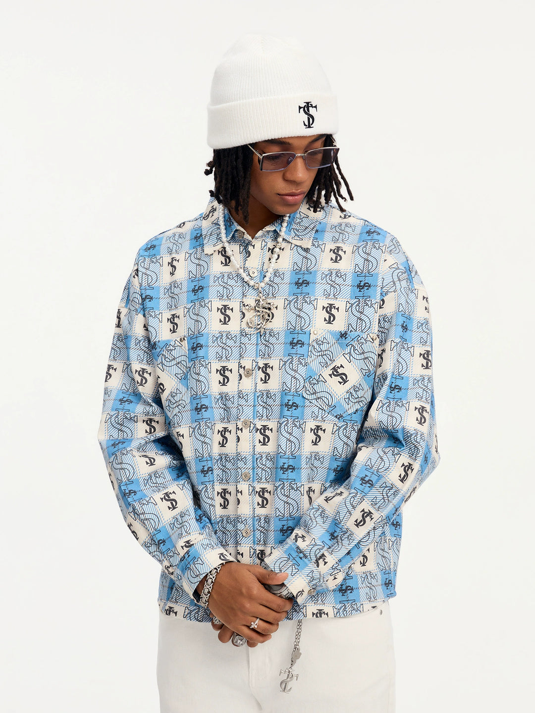 Small Town Kid Cross Logo Original Plaid Full-Print Long Sleeve Shirt | Face 3 Face