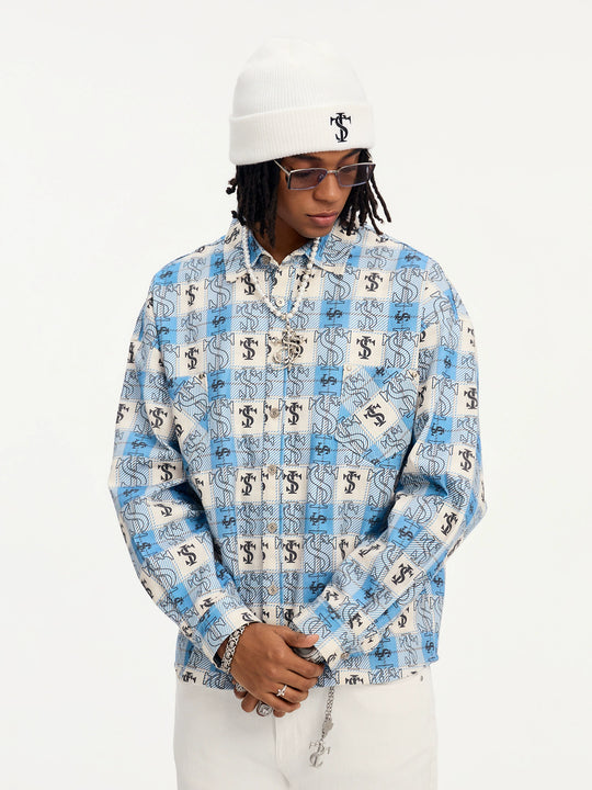 Small Town Kid Cross Logo Original Plaid Full-Print Long Sleeve Shirt | Face 3 Face