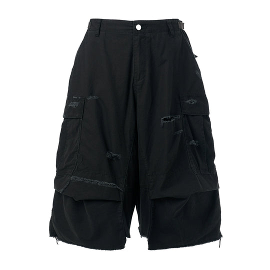 STEEPC Washed Distressed Baggy Multi Pocket Work Shorts | Face 3 Face