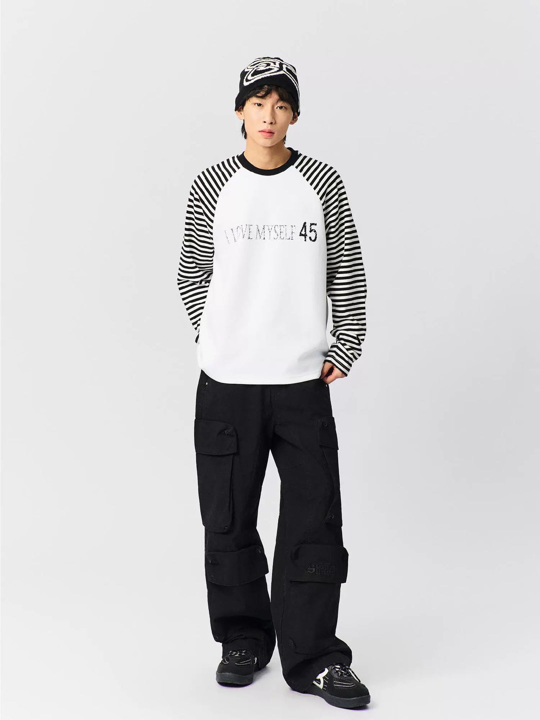 S45 Striped Raglan Sleeve Long-Sleeve Tee | Face 3 Face