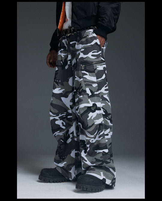 NOVACAM Snow Camouflage Baggy Work Cargo Pants | Face 3 Face