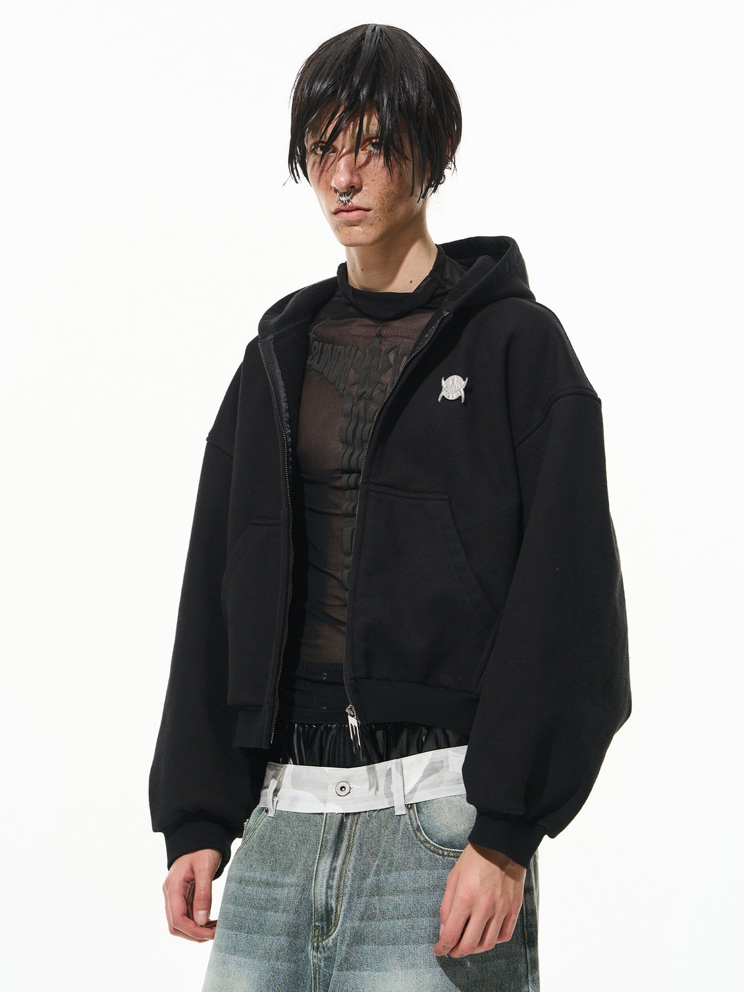 BLIND NO PLAN 3D Reconstructed Metal Logo Zip-Up Hoodie | Face 3 Face
