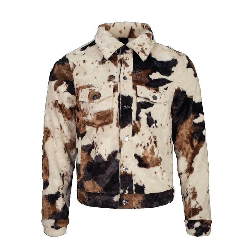 TGFCLUB Cow Print Faux Fur Leather Slim Fit Jacket | Face 3 Face