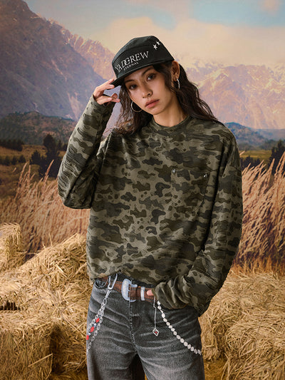 YADcrew Wormhole Camouflage Pocket Long Sleeve Tee | Face 3 Face