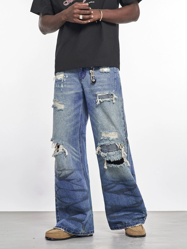 F3F Select Destroyed Washed Large Hole Jeans | Face 3 Face