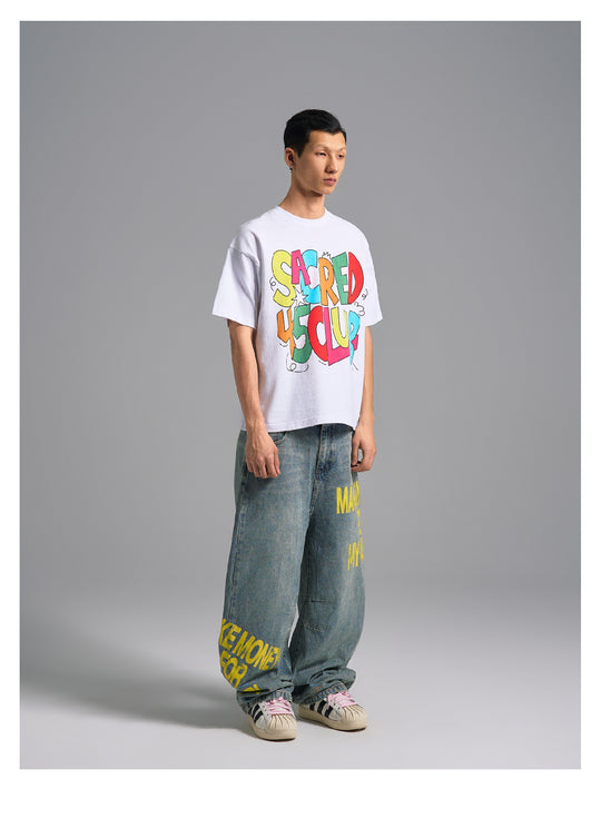 S45 Cartoon-Style Slogan Print Tee | Face 3 Face