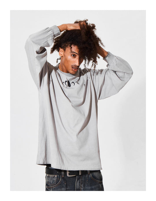 KARMANISTIC Standard Logo Washed Distressed Long Sleeve Tee | Face 3 Face