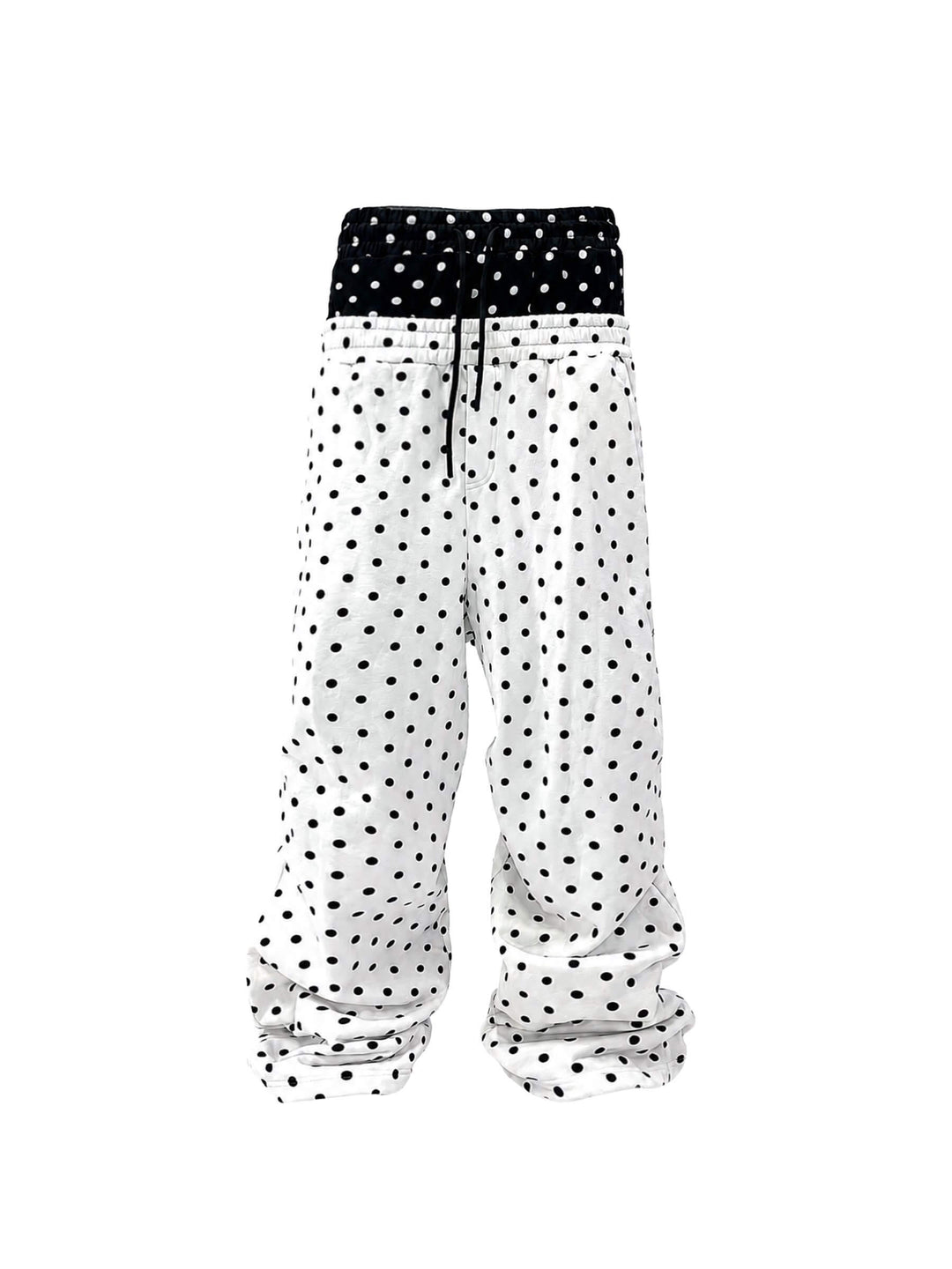 KARMANISTIC Color Block All Over Dot Print Double Waist Baggy Sweatpants | Face 3 Face