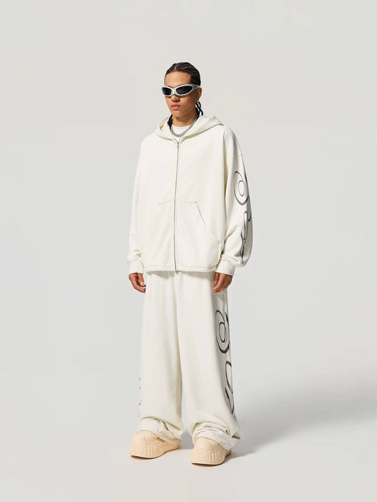 1807 Tattoo Print Distressed Baggy Sweatpants | Face 3 Face