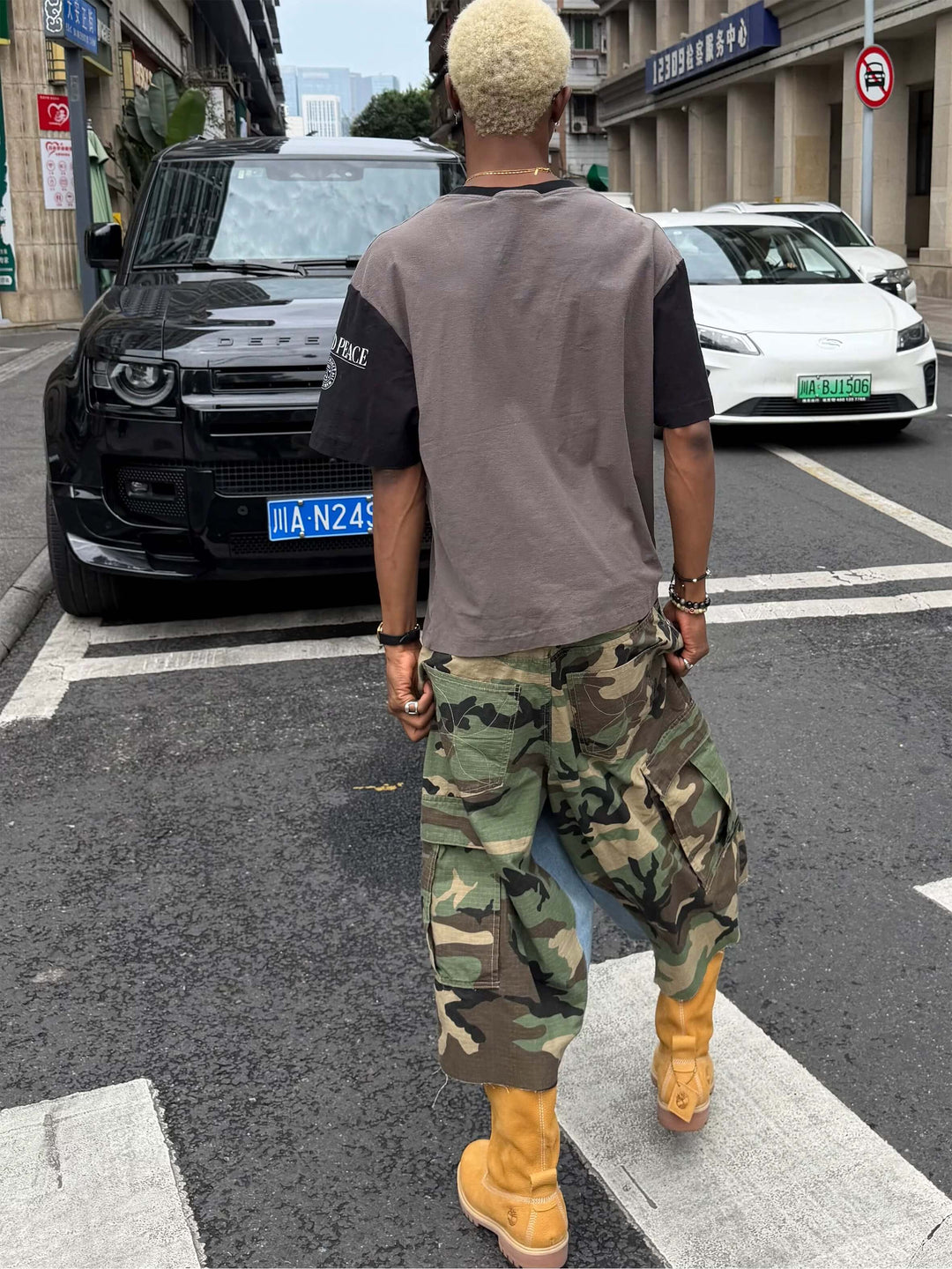 STEEPC M65 Camouflage Denim Rework Patchwork Baggy Cargo Shorts | Face 3 Face