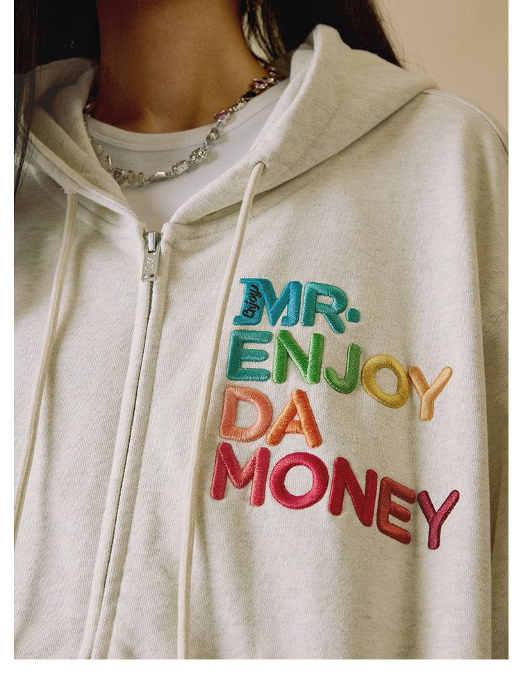 MEDM Rainbow Letter Zip Up Hoodie | Face 3 Face