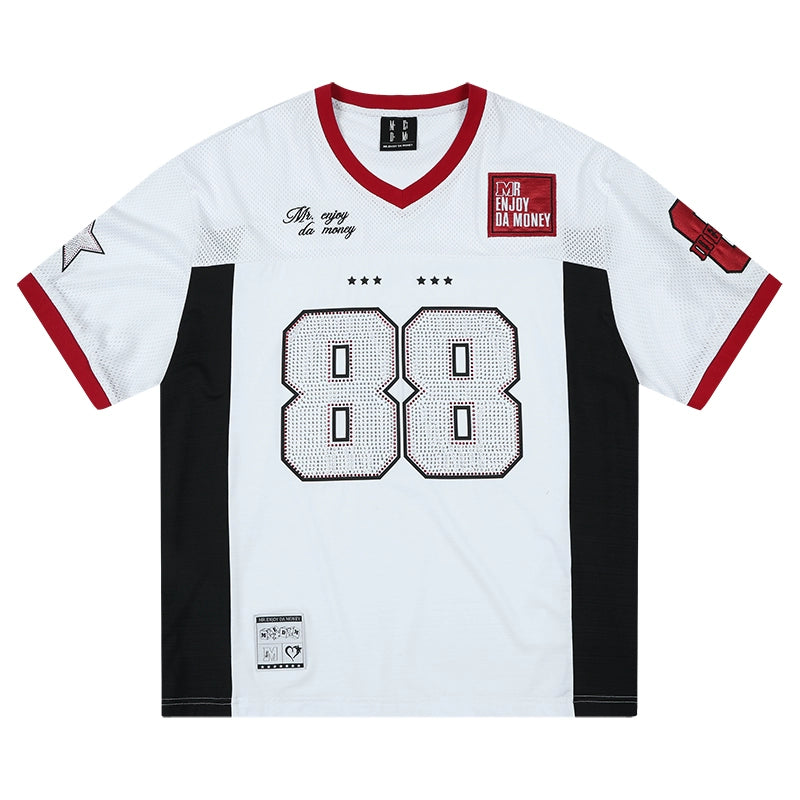 MEDM 88 Numbered Rhinestone Mesh Jersey | Face 3 Face